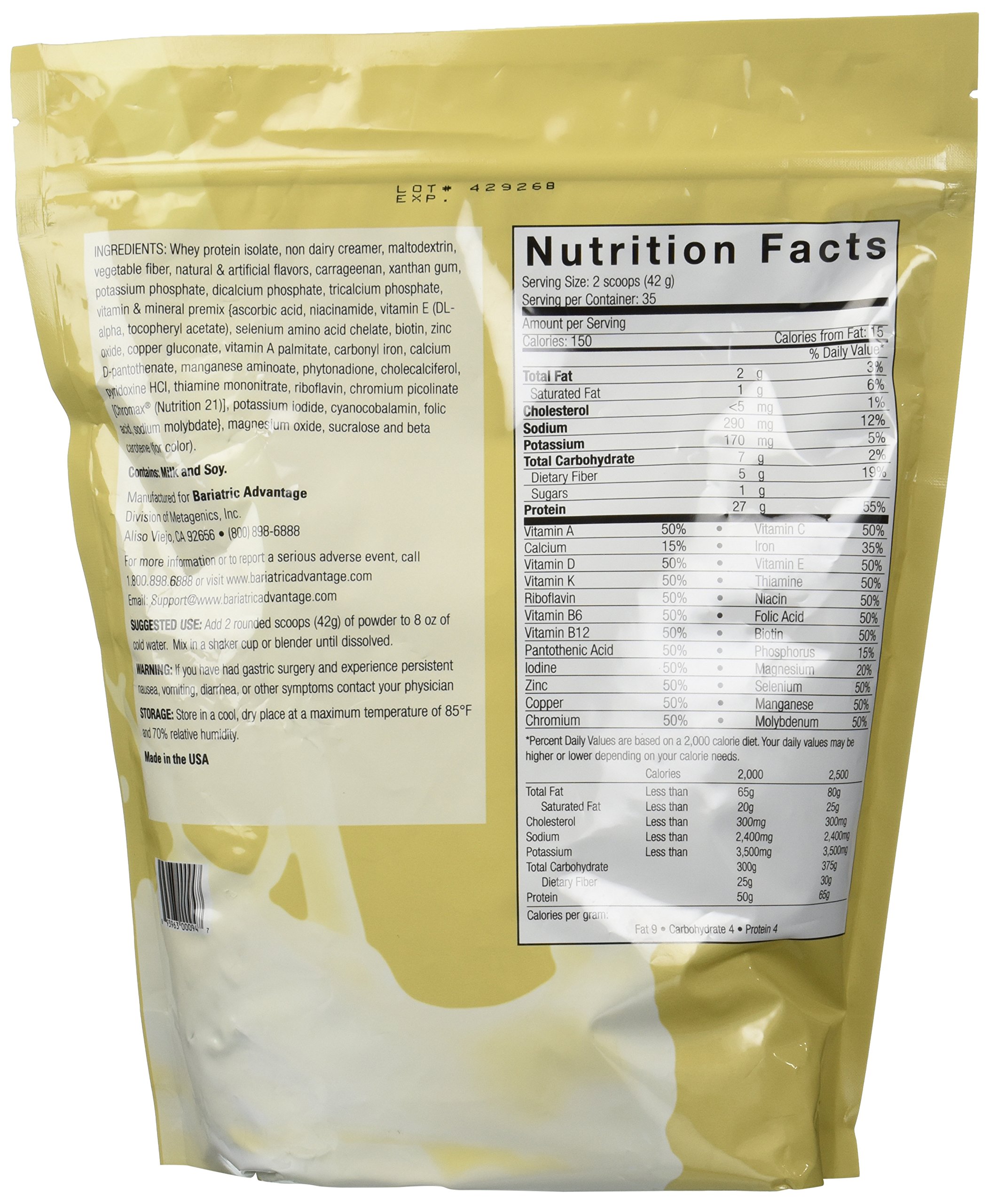 Bariatric Advantage High Protein Meal Replacement Vanilla, 35