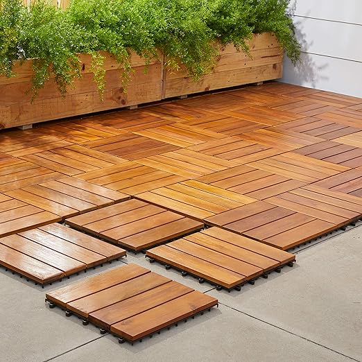 Amazon Com Vifah V488 Interlocking Acacia Plantation Hardwood