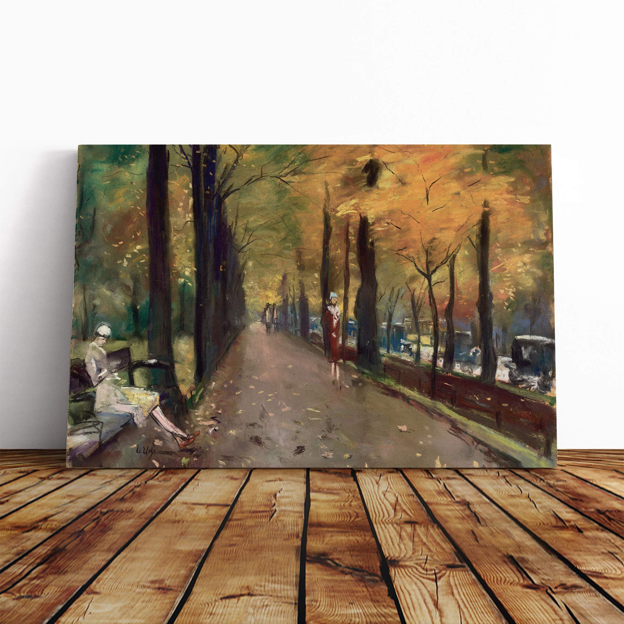 Lesser URY Autumn Alley Canvas Print | Gallery Wrapped 30mm Frame Wall Art | 20x14 inches | Ready to Hang | Modern Landscape Picture | Living Room Bedroom Lounge Office