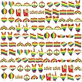 SANNIX 110Pcs Rainbow Charms Gold Enamel Charm Jewelry Making Charms Rainbow Pride Charms Bulk for Bracelet Necklace Earring Making