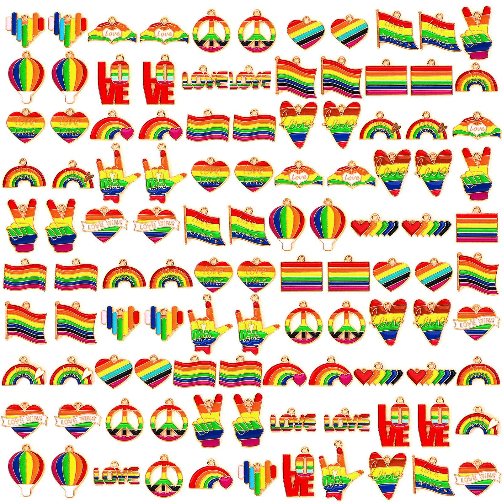 SANNIX Pack of 110 Gold Enamel Charms DIY Jewellery Making Charms Pendant for Bracelet Necklace Earring Craft Supplies, Zinc