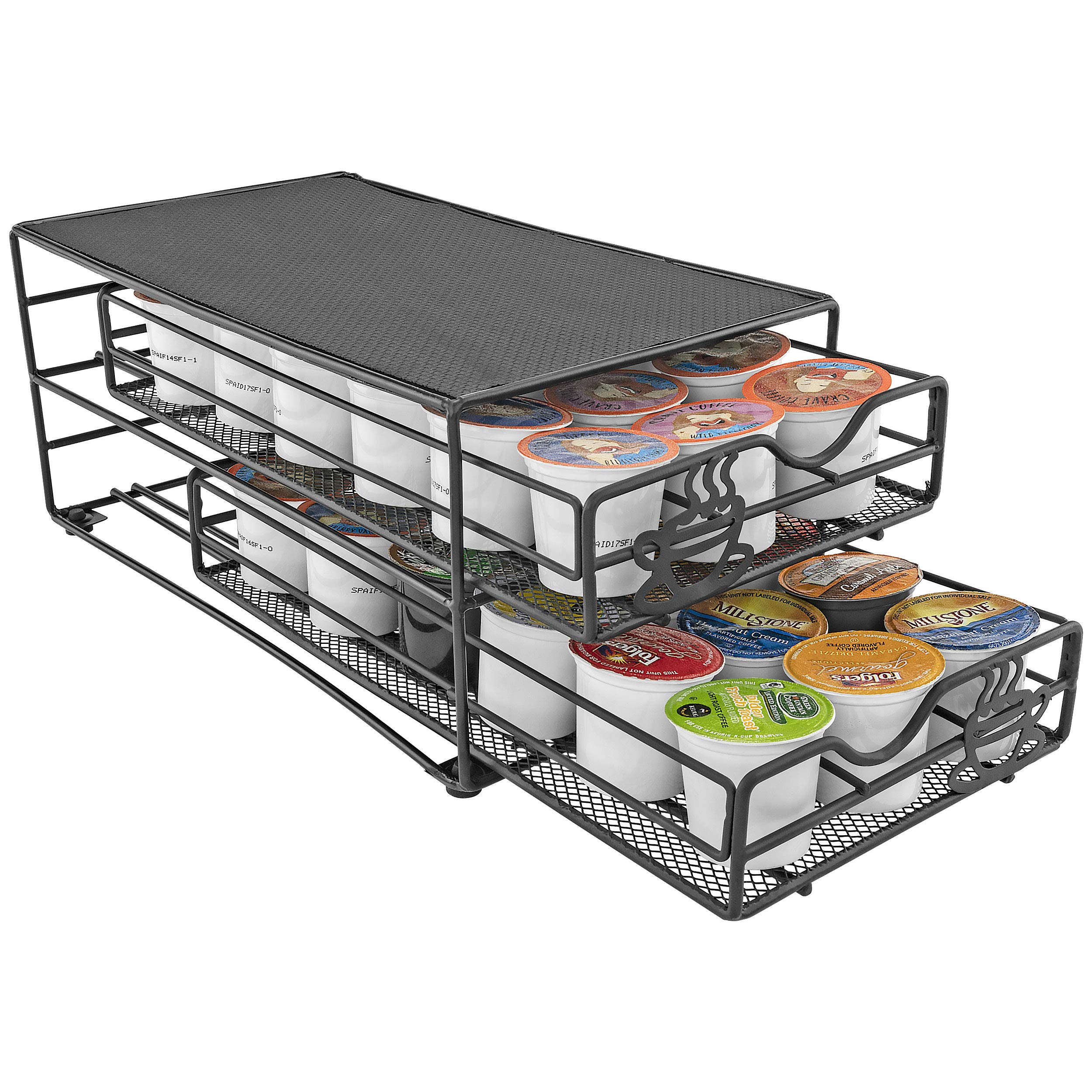 Southern Homewares 36 Pod 2-Tier Storage Drawer Fits Keurig K-Cups, Steel, Black