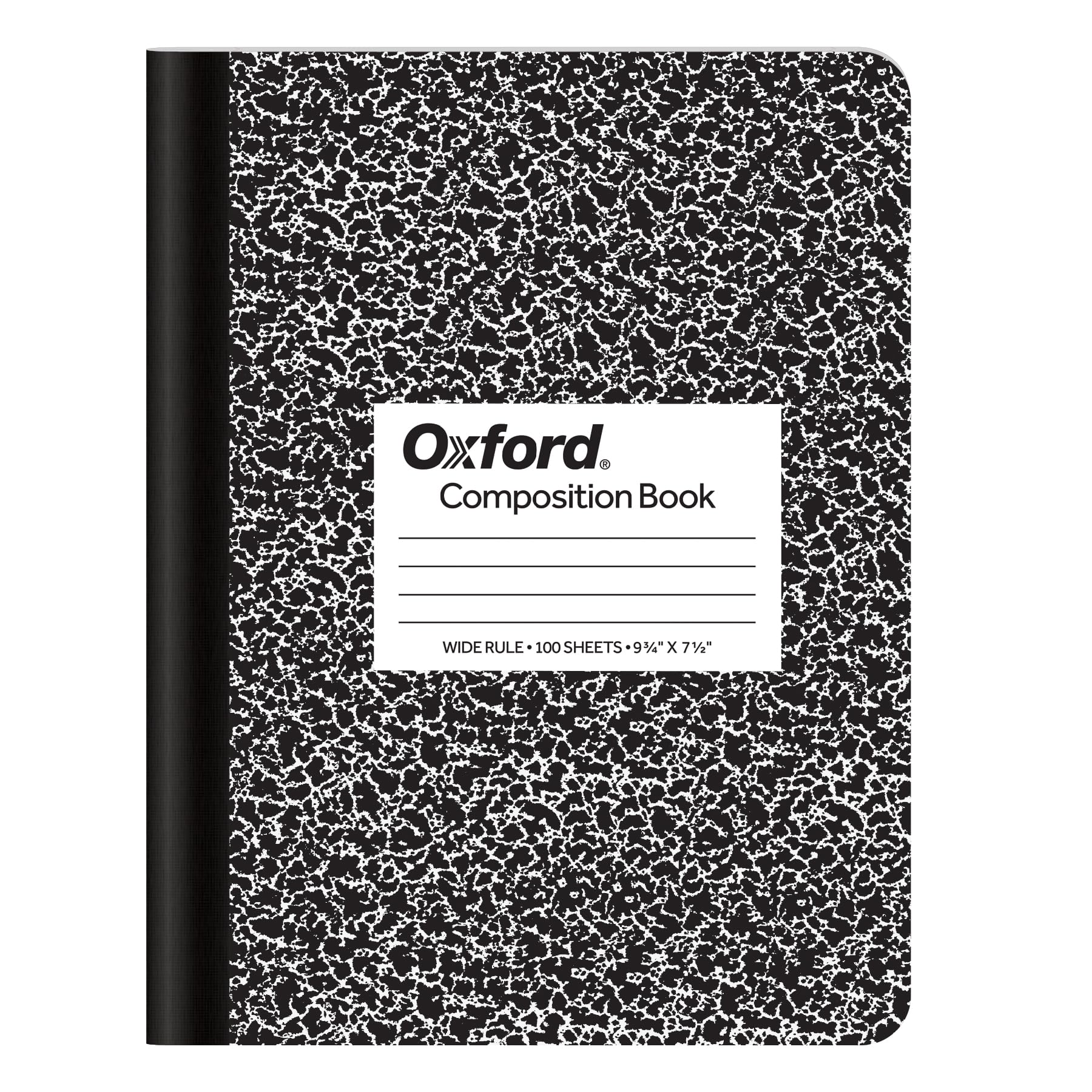 Oxford Marble Composition Book, 9 3/4 X 7 1/2 Inches, Wide Rule, Paperback, 100 Sheets, White (63795) (Pack of 12) Image
