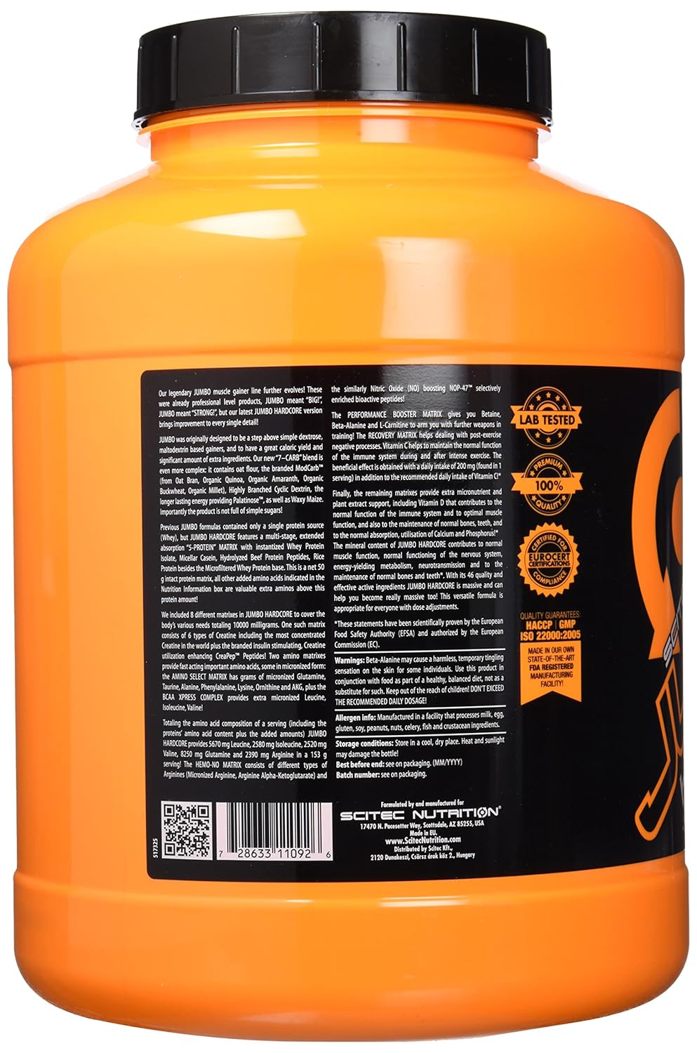 Scitec Nutrition Jumbo Hardcore Ganador Plátano Yogur - 3060 g