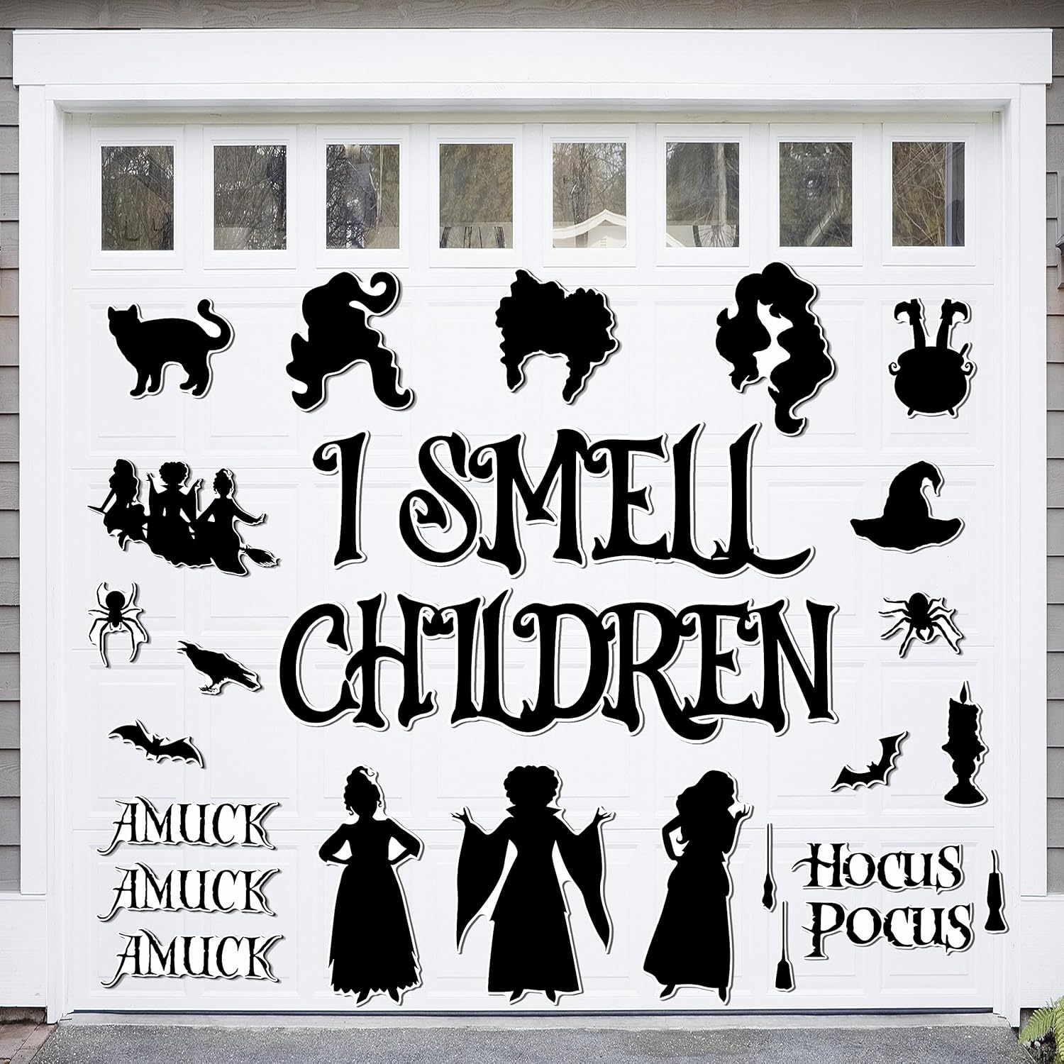 Garage Door Decorations - Halloween Witches Garage Door Decoration Magnet 38Pcs, Waterproof I Smell Children Garage Door Decor Set, Holiday Hocus Pocus Magnetic Refrigerator Sticker Car Magnet Bat Halloween Outdoor Decoration
