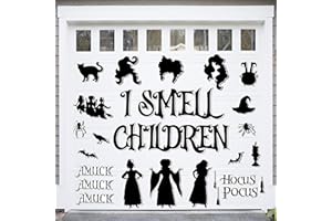 WHYMEO Halloween Witches Garage Door Decoration Magnet 38Pcs, Waterproof I Smell Children Garage Door Decor Set, Holiday Hocus Pocus Magnetic Refrigerator Sticker Car Magnet Bat Halloween Outdoor Decoration