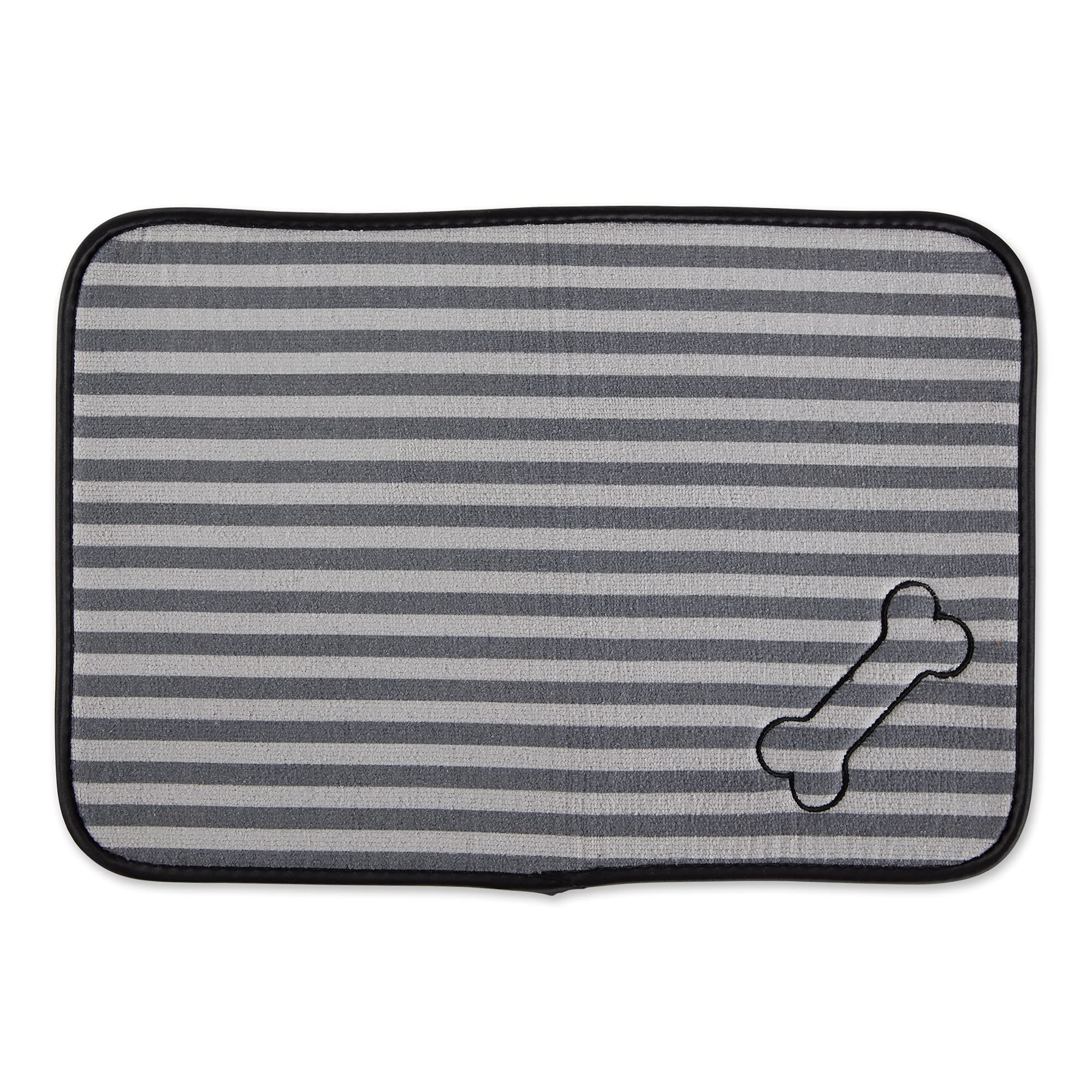 Bone Dry Machine Washable, Ultra Absorbent Pet Mat, 12x18, Gray Stripe