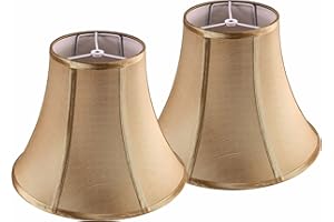 JERHOUS Light Gold Bell Lamp Shades Set of 2 Medium LampShade 6.7``Top x 13``Bottom x 10``High(Spider) Traditional Lamp shades for Table & Bedside Lamp - Hand Crafted Shade Replacement