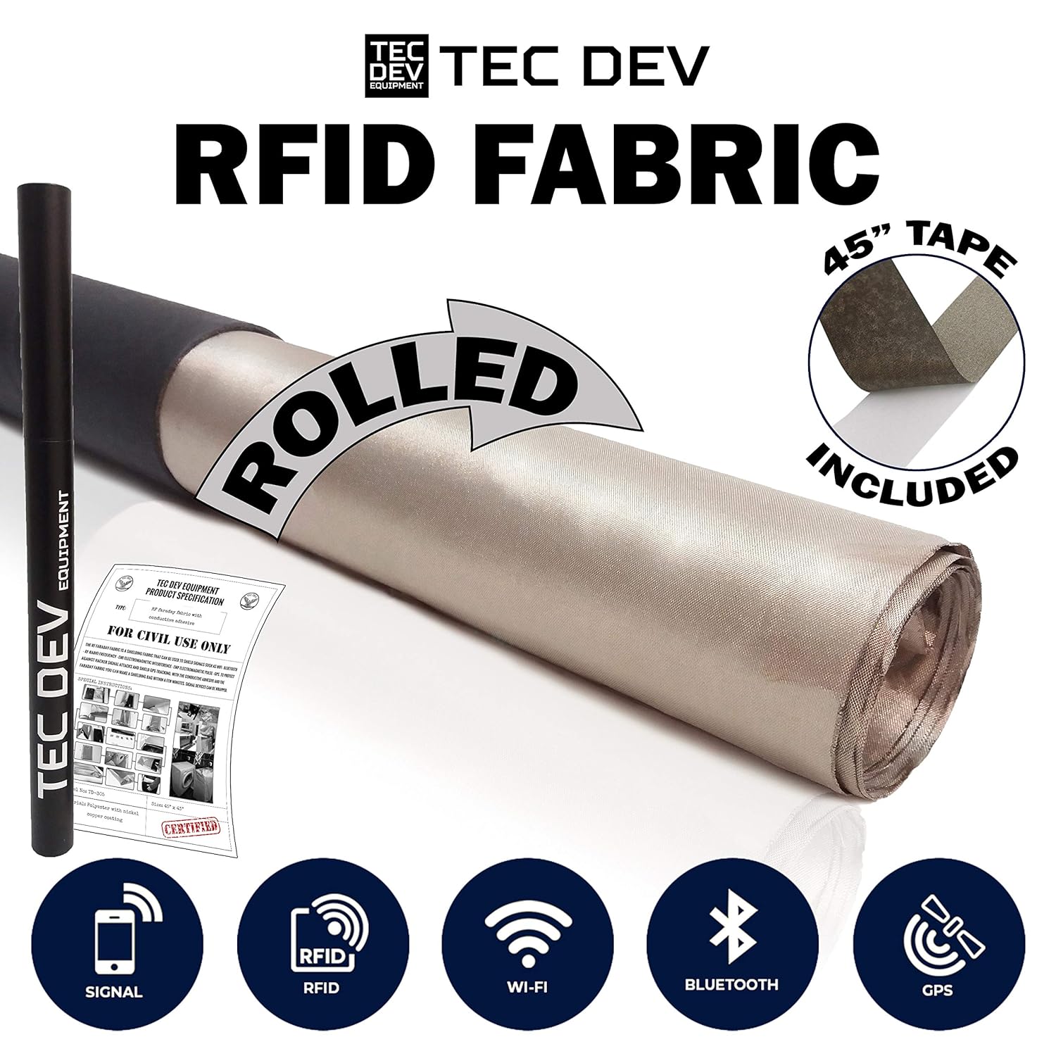 RF Faraday Fabric, EMF Shield, Blocker, Faraday Cage, RFID, Conductive