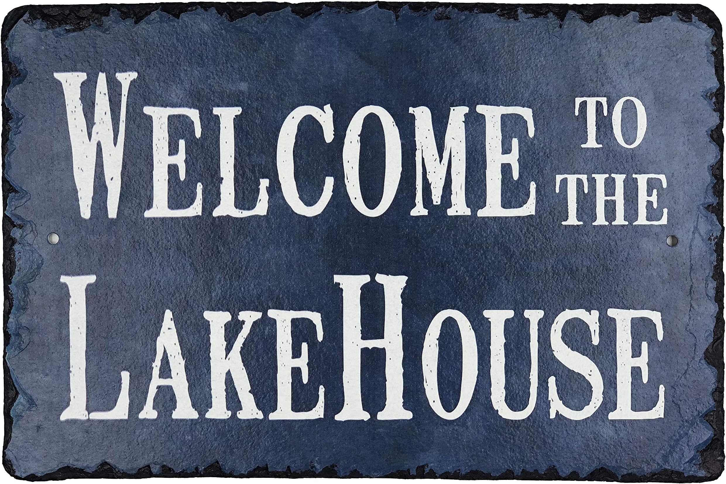 Sassy Squirrel Beautifully Handcrafted Slate Welcome to The Lake House Plaque (12โx8โ or 16":x10) Personalized House Sign and mounting Hardware. Improve The Curb Appeal of Your Property