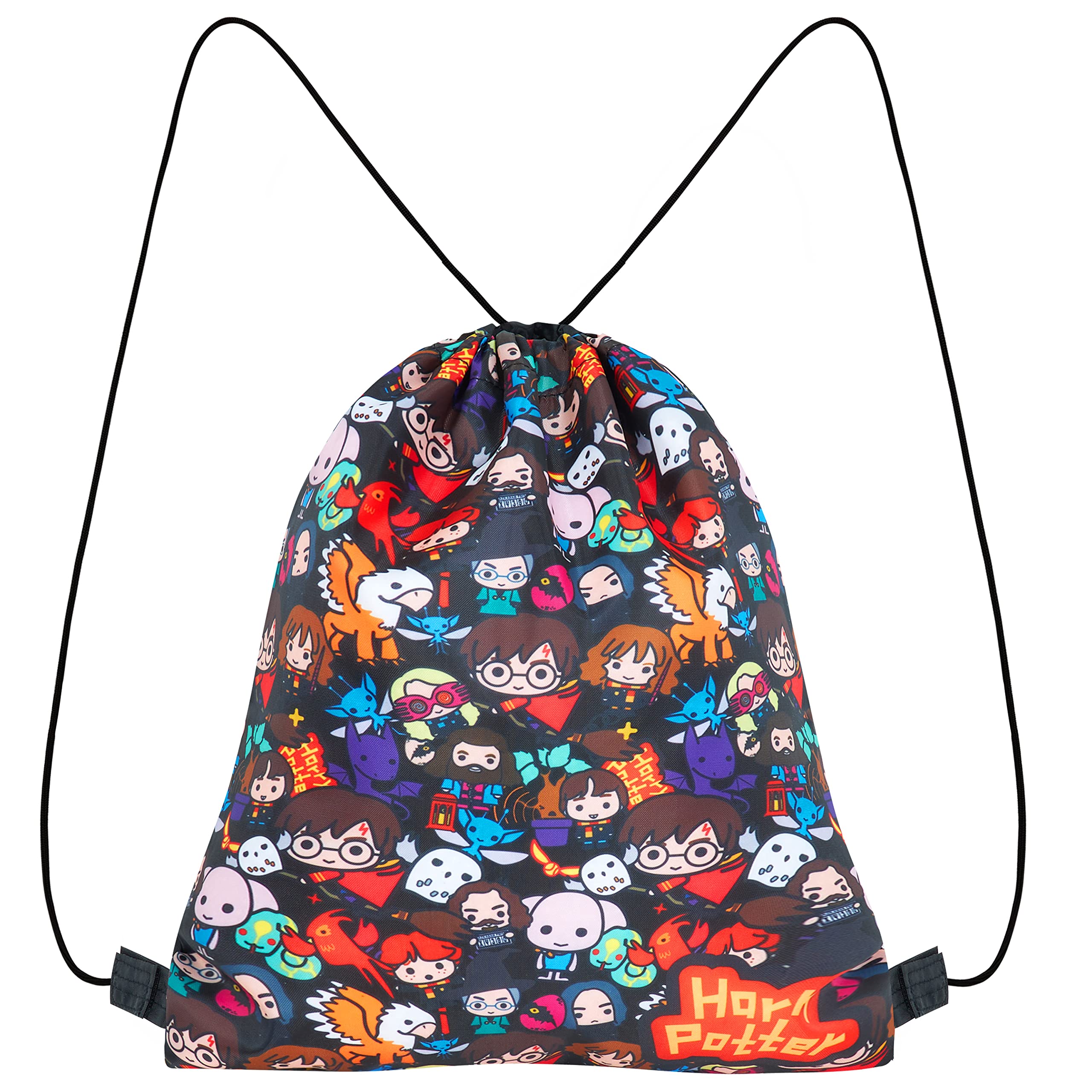 Harry Potter Drawstring Bags, Chibi Character Small School Or Travel Bag For Boys Or Girls, Lightweight String Backpack For Gym, PE Kit, Football Shoes, Swimming, Sports, Gift Idea For Kids And Teens