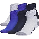 adidas Unisex Kids Cushioned Quarter Ankle Socks for Boys and Girls (6 Pairs) Durable & Comfortable