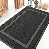 OLANLY Front Door Mat Indoor Outdoor Entrance, Waterproof All-Season, All-Weather Doormat, Sturdy Natural Rubber, Fade Resistant, Low Profile, Easy Clean Patio Porch Entryway Mat, 71x47, Black