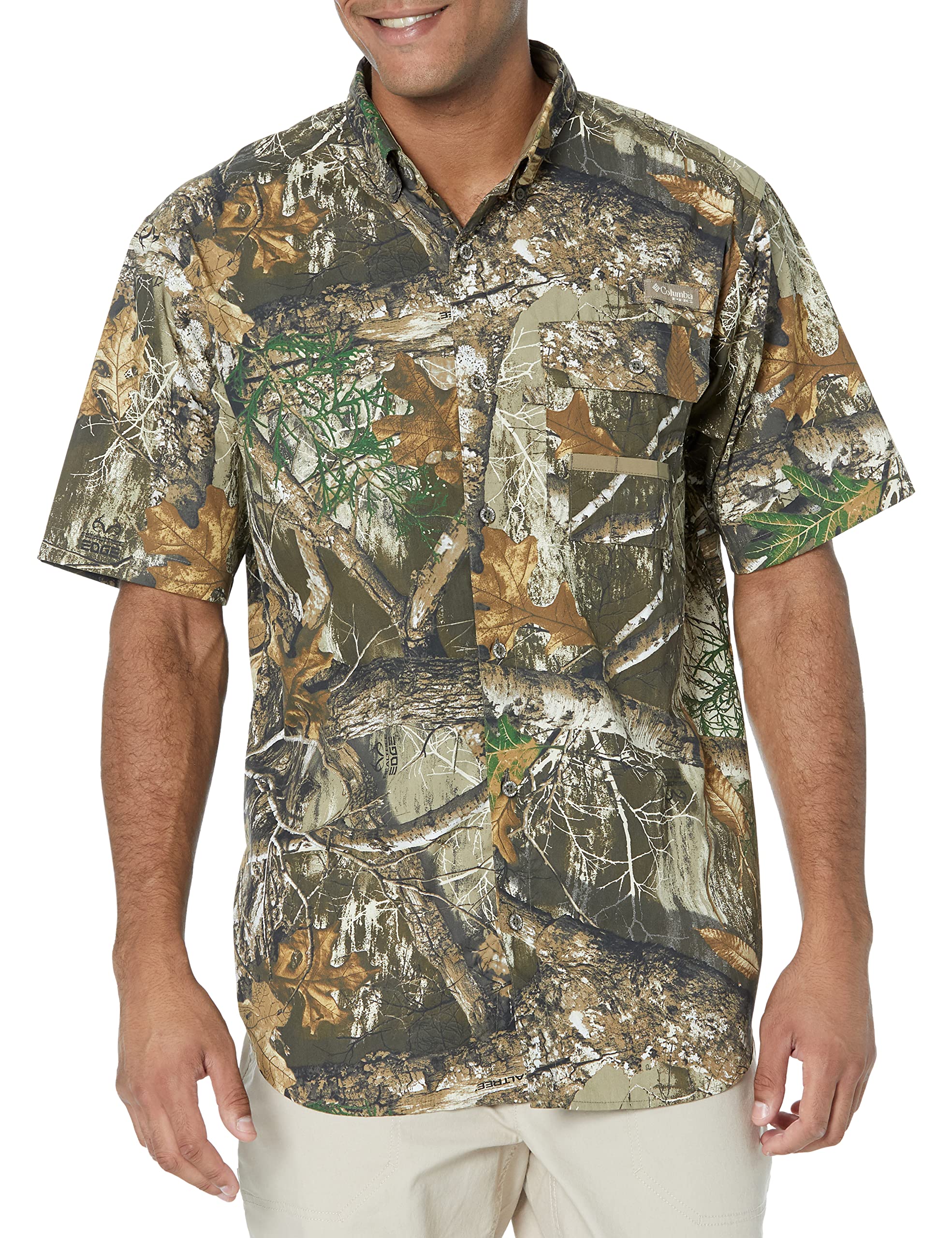 Columbia Mens Super Sharptail Short Sleeve Shirt, Realtree Edge, X-Large