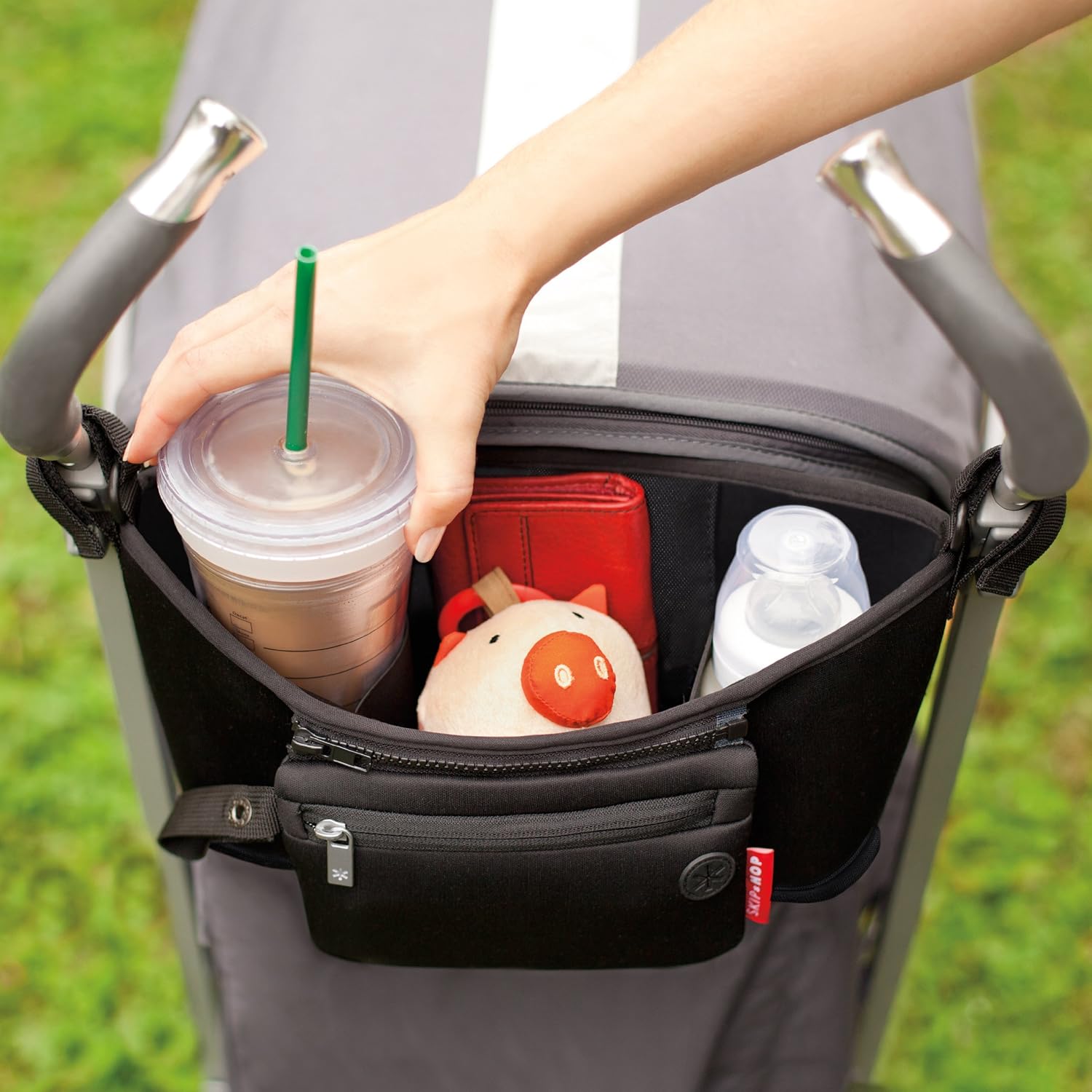 Skip Hop Universal Stroller Organizer: Insulated Beverage and Essentials Stroller Caddy, Black : Baby Stroller Attachable Organizers : Baby