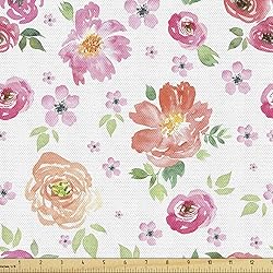 Lunarable Floral Fabric by The Yard, Shabby Form