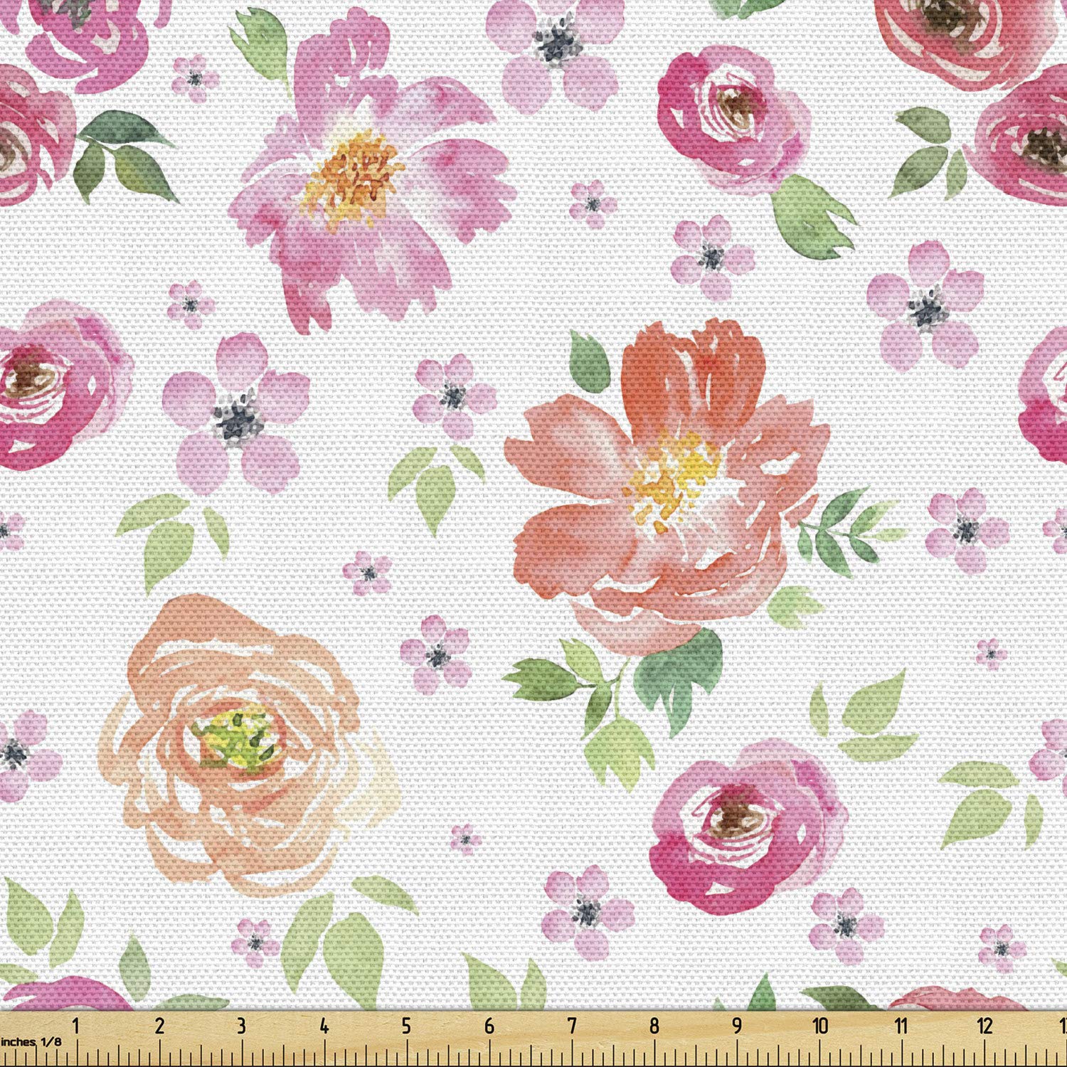 Lunarable Floral Fabric by The Yard, Shabby Form