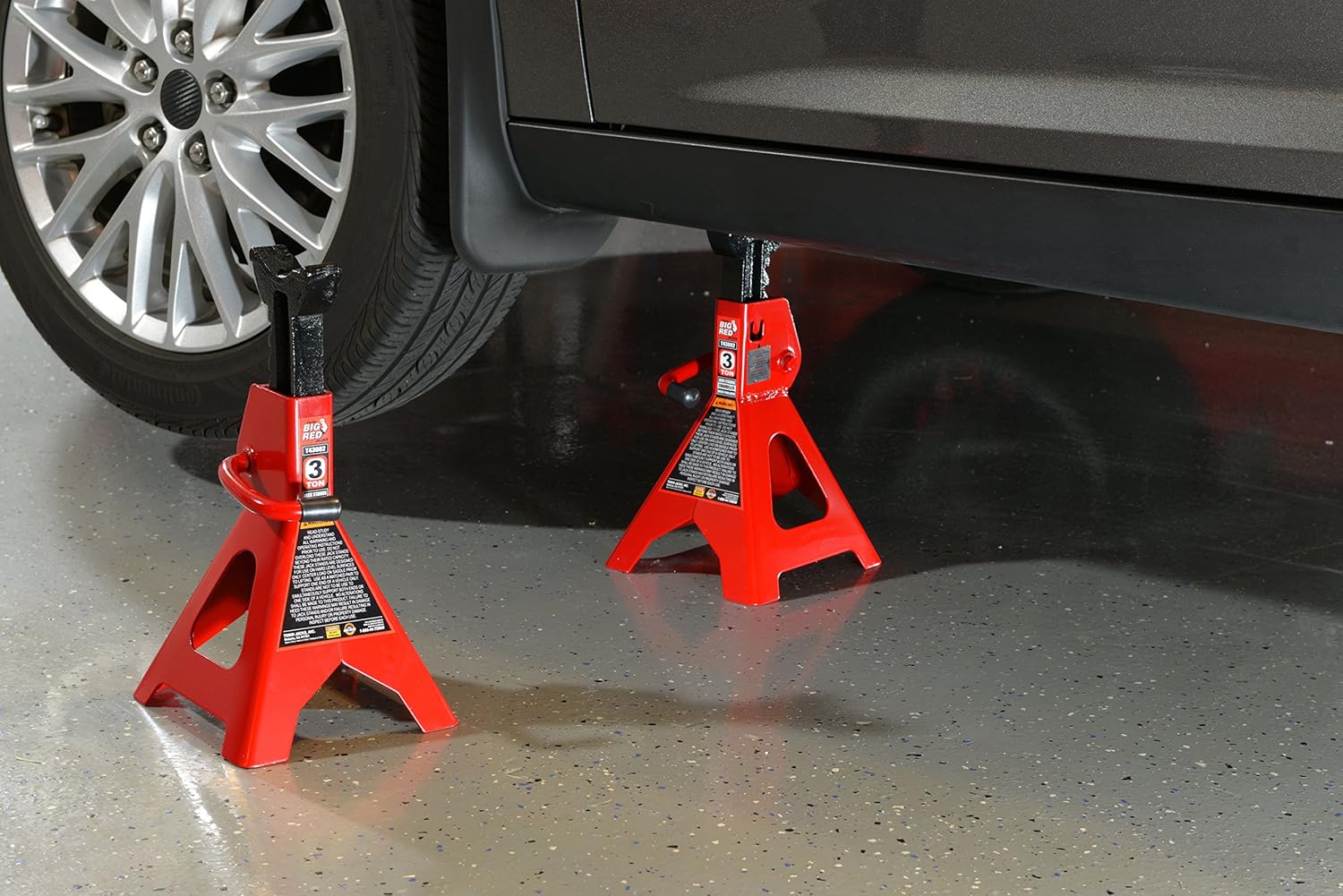 BIG RED T43202 Torin Steel Jack Stands: 3 Ton (6,000 lb) Capacity, Red, 1 Pair: Automotive
