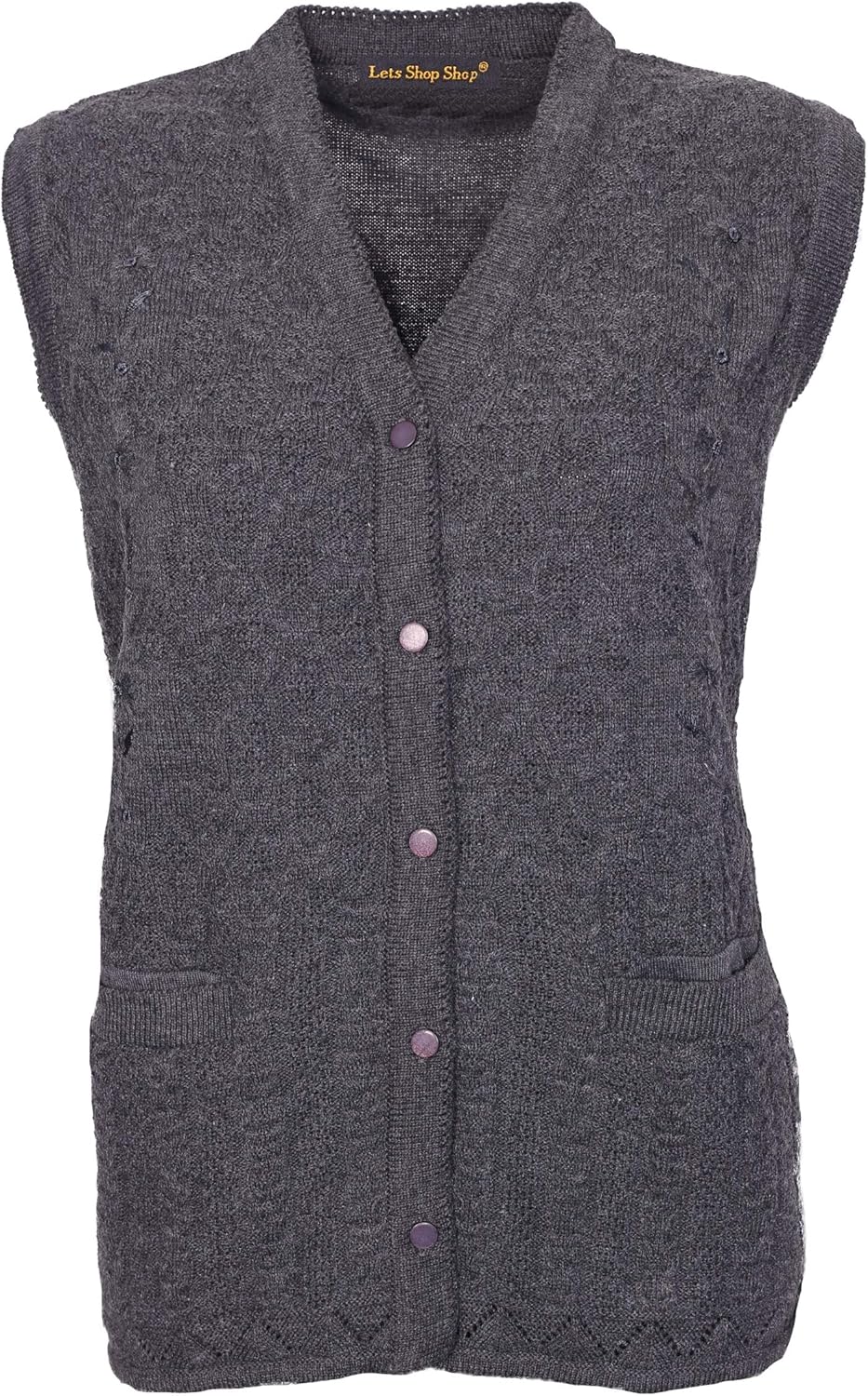Lets Shop Shop Womens Sleeveless Knitted Cardigans Ladies Cable Knit