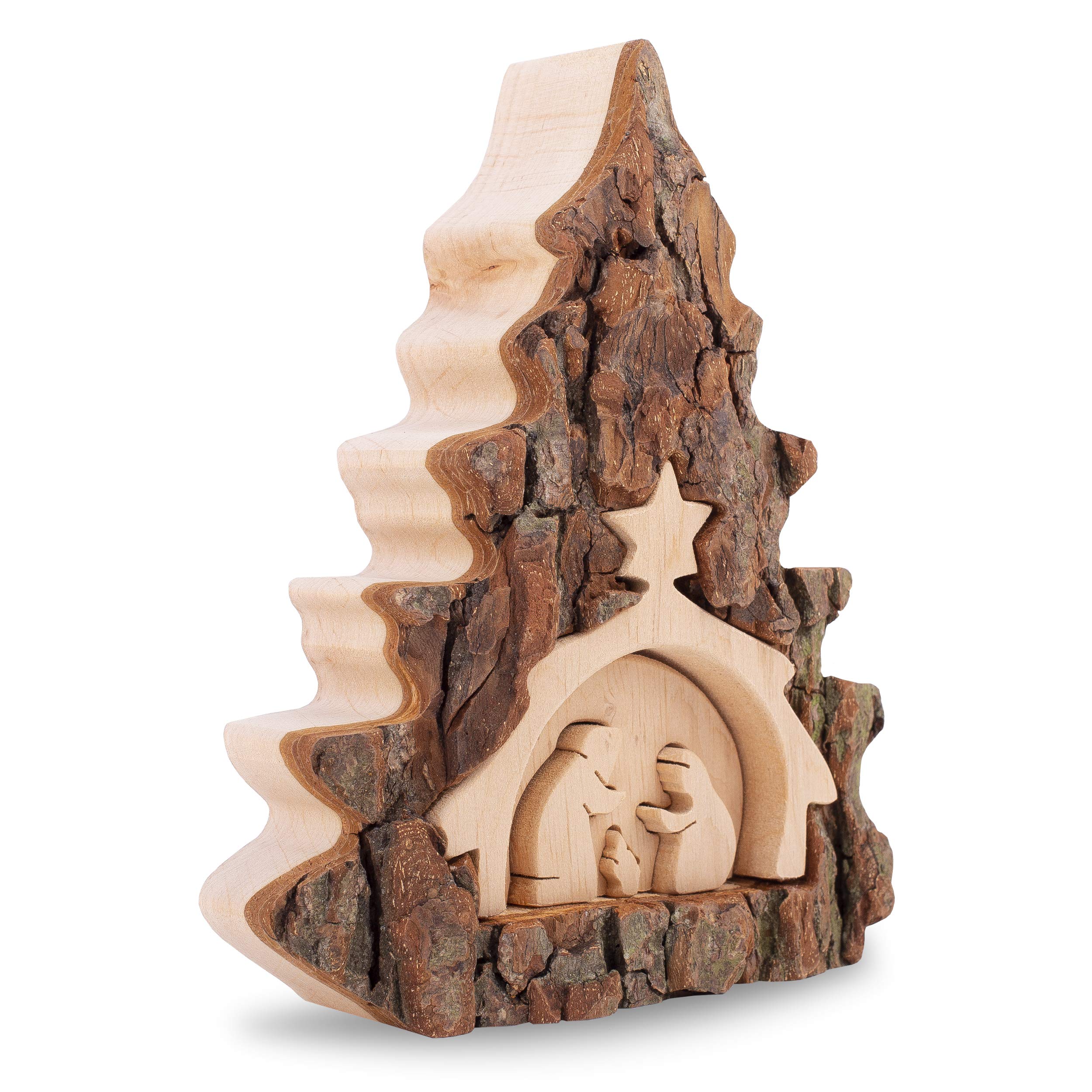 Waldfabrik Nativity Scene with Bark Size 2: Nativity Scene