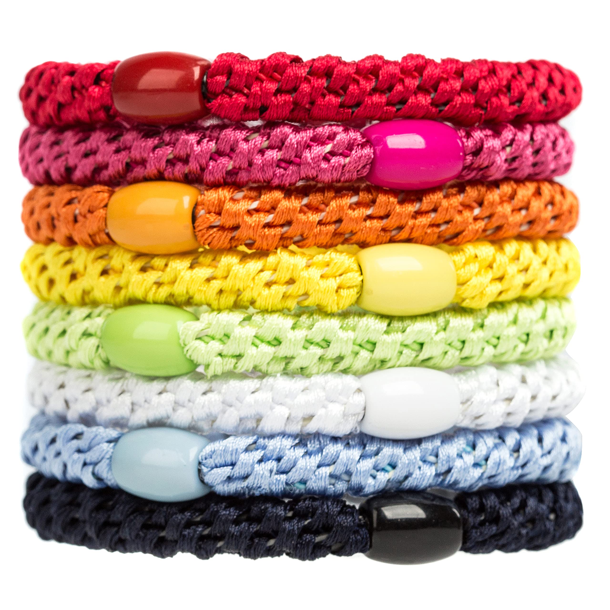 J.CARP 8Pcs Mixed color Hair Ties for Women Girls, Elastics Hair Bands Ponytail Holders, No Damage No Crease Hair Elastics, Perfect for Girls and Women with Thick or Curly Hair, Style 5 — image 1