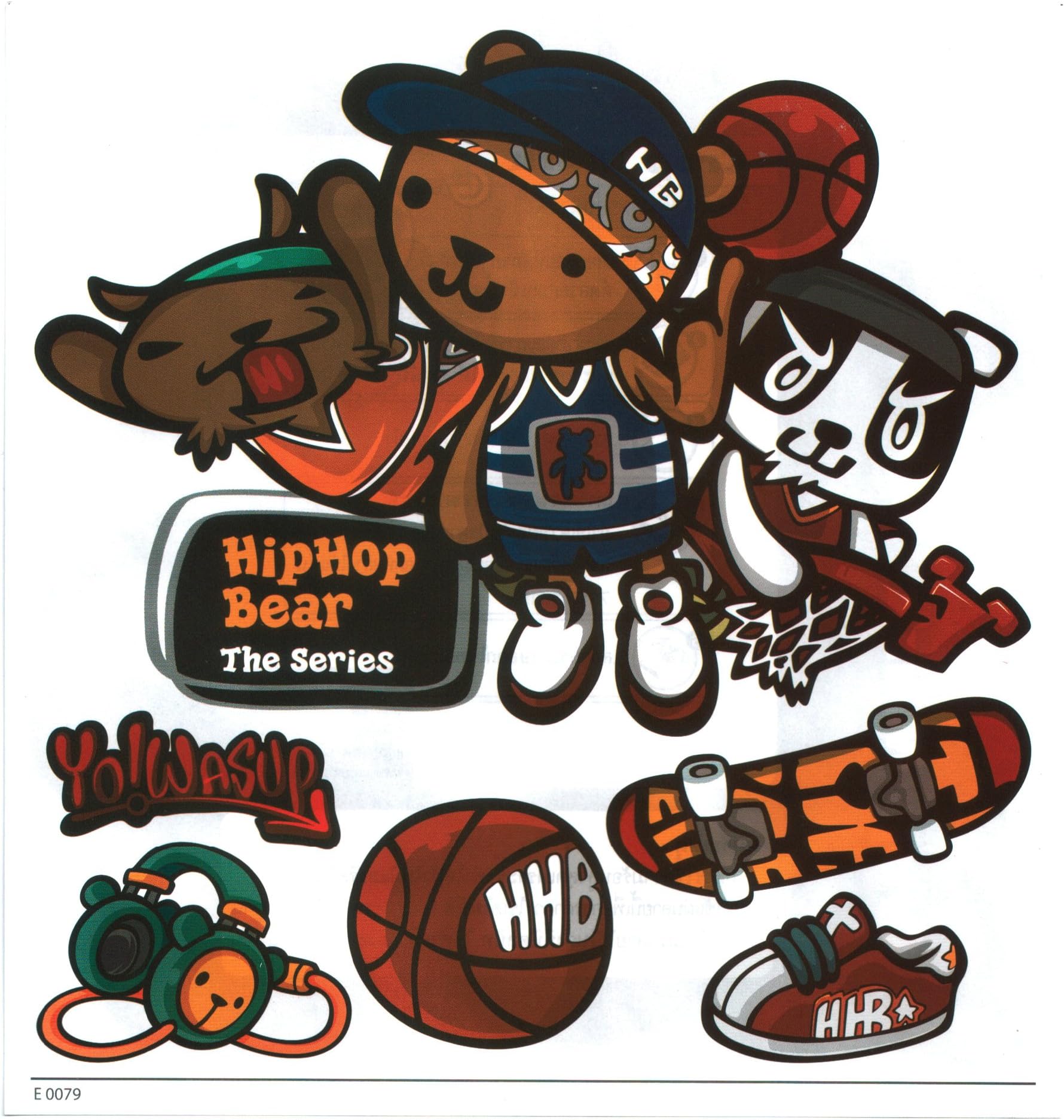 Hip Hop Bear Sticker, Iron on Transfers, Iron On Stickers For T-Shirts, 1 Sheet.