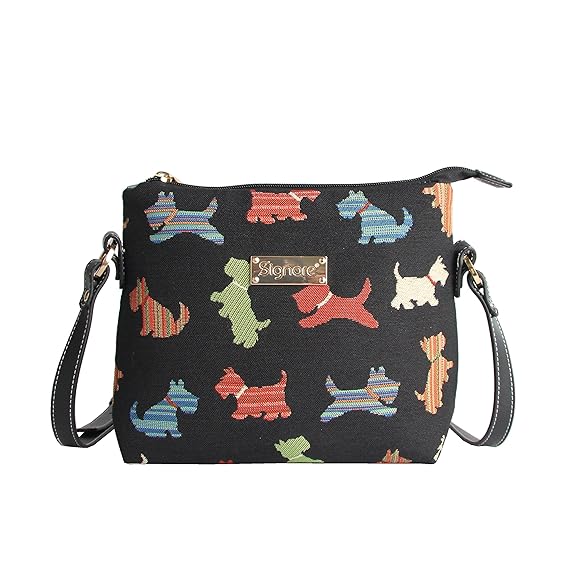 Black Scottie Dog Women's Fashion Tapestry Mini Satchel Crossbody