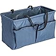 Household Essentials Krush Container All-Purpose Utility Tote, Water-Resistant Vinyl Lining with Pockets, Blue