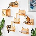 IDAE Cat Wall Shelves Set of 9, Cat Wall Furniture for Large Cats - Modern Cat Shelves and Perches, Wall Mounted Cat Climber with House, Steps, Scratcher - Natural Wood Climbing Shelf for Indoor Cats