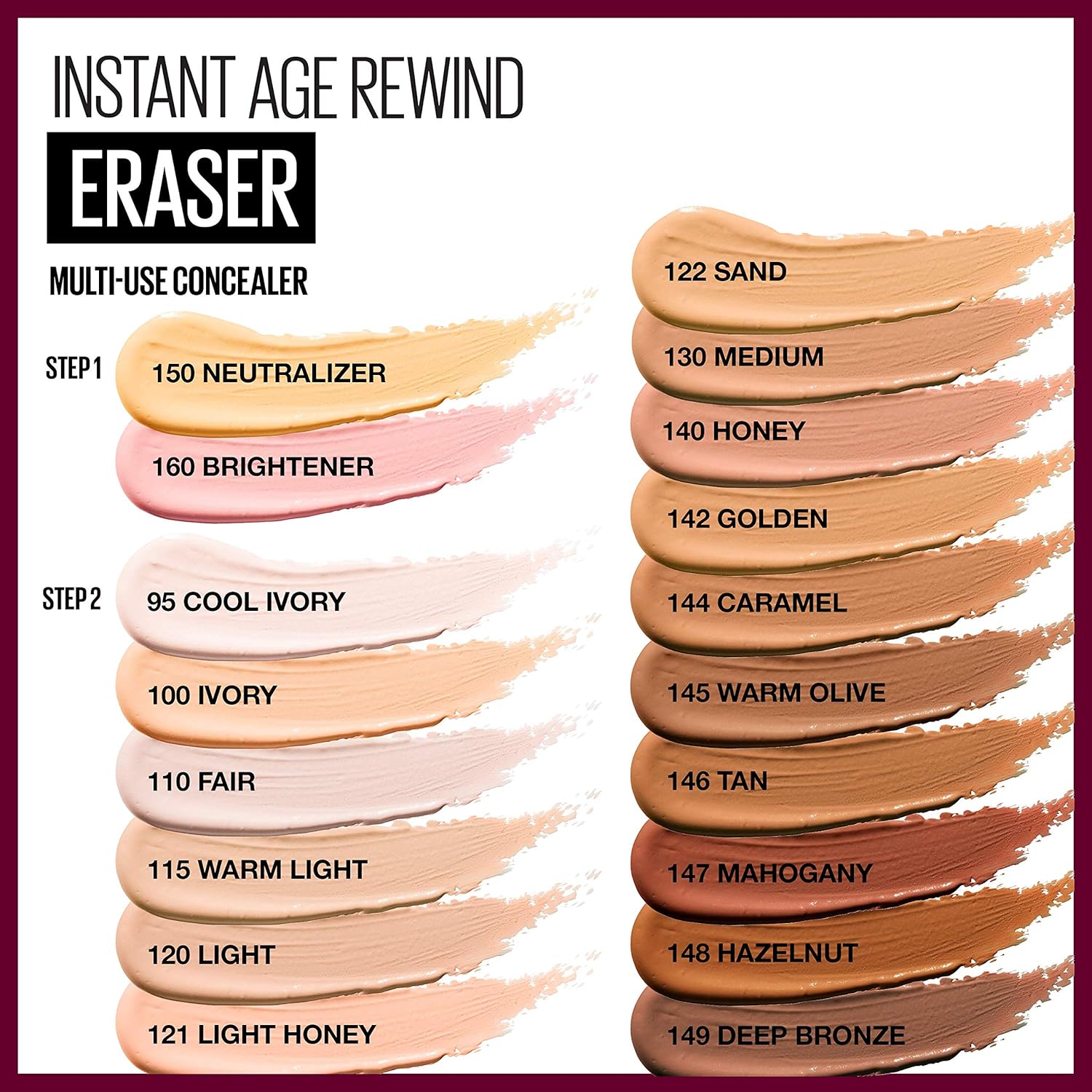 maybelline eraser colours