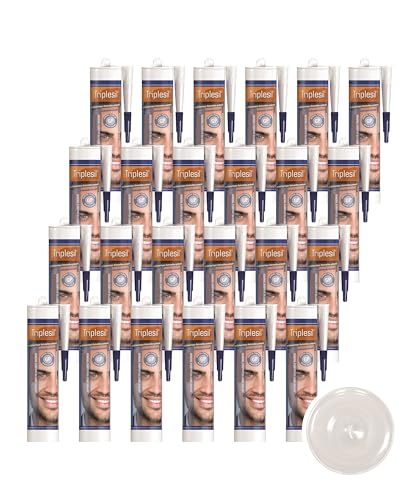 Triplesil Premium Sanitär Silikon 24 x 310 ml Transparent– Silikon Dichtstoff für Bad, Küche & Fenster – Wasserdicht – Silikon zum Abdichten Innen & A