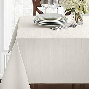 Benson Mills Textured Fabric Tablecloth, 60" x 120" Rectangular, White