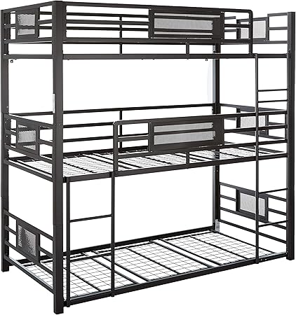 triple bunk bed black