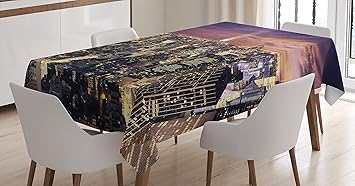 Amazon Com Ambesonne Nyc Decor Tablecloth Manhattan Offices High
