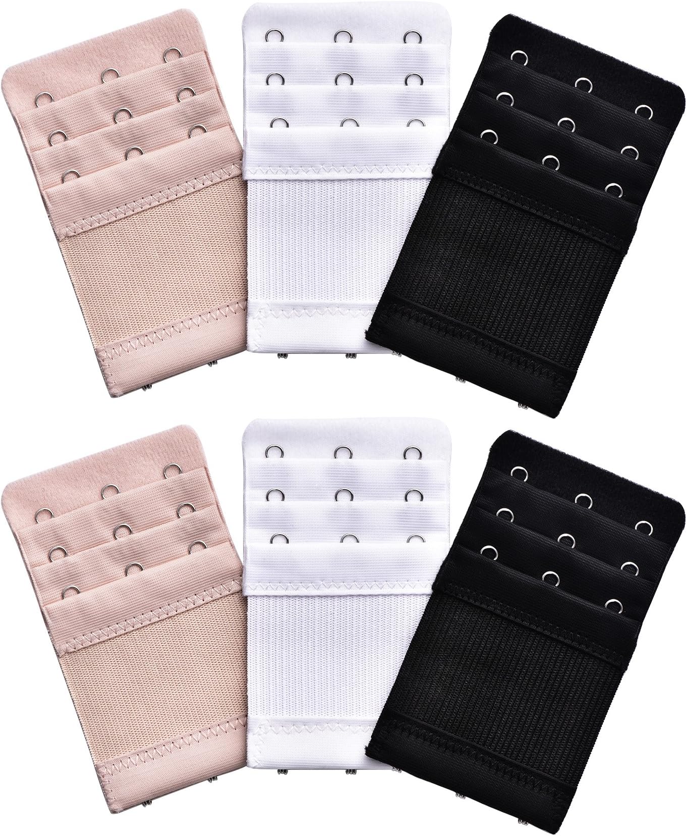 BememoWomen's Bra Extender Elastic Stretchy Bra Extension Strap 3 Colours Pack of 6