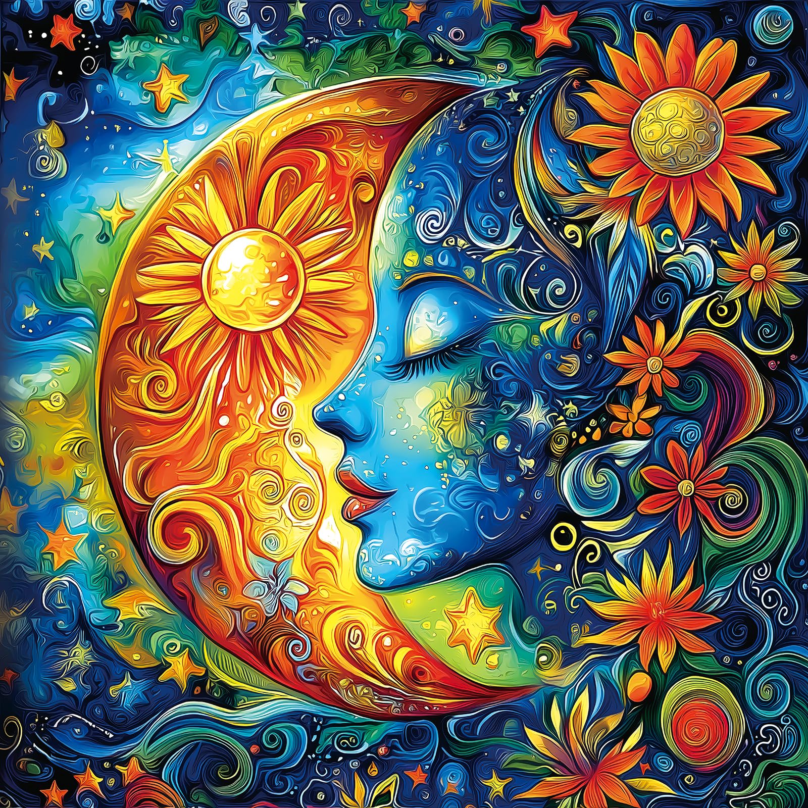 Photo 1 of * factory sealed *
PuzzOne Moon Sun Face Art Jigsaw Puzzle 500 Pieces for Adults Beautiful Flower Fantasy Puzzle with Letters on Back Perfect Family Challenge & Game Night Ideal for Adults Seniors (20x20 Inch)