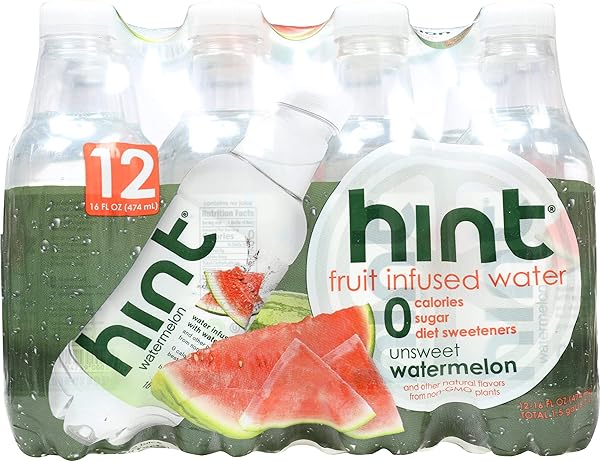 HINT WATER WATERMELON AND PINEAPPLE, 12 BOTTLES WATERMELON & 12 BOTTLES PINEAPPLE, ZERO CALORIES, ZERO SUGAR AND ZERO DIET SWEETENERS, 16 FL OZ (PACK OF 24)