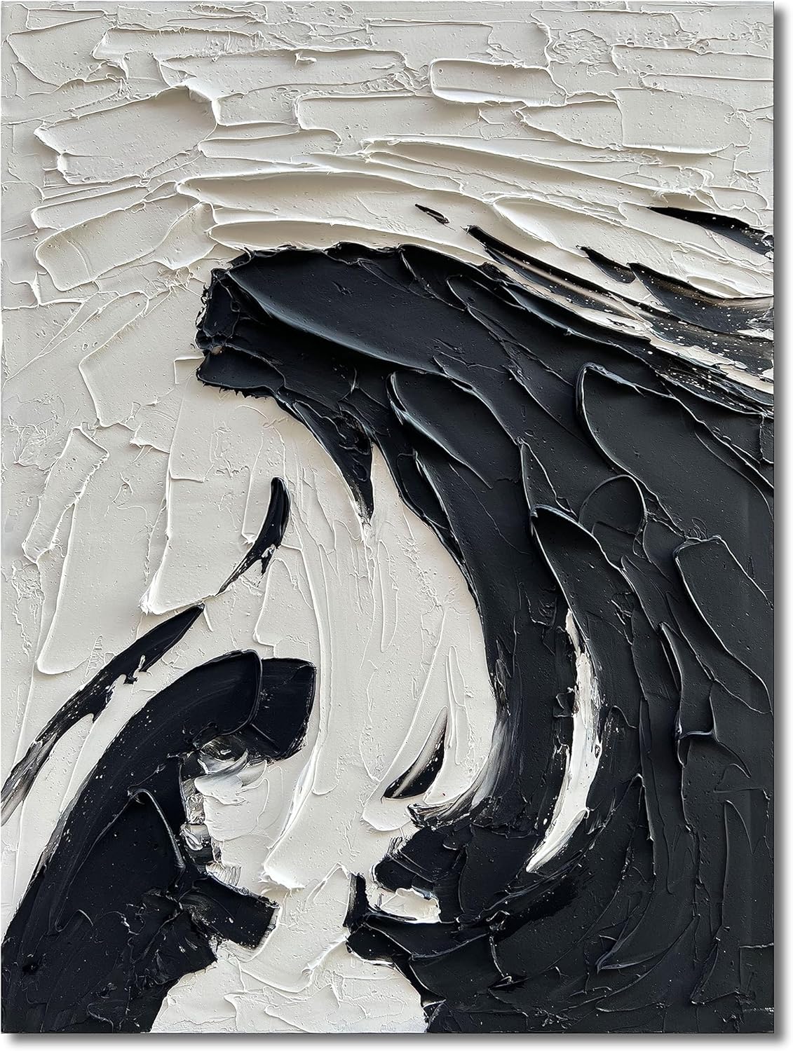 Paintings - NANKAI 40x28 inch Minimalist Black and White Abstract Painting 100% Hand-painted Modern Wall Deco art Modern Abstract Oil Painting Art Wall Decoration