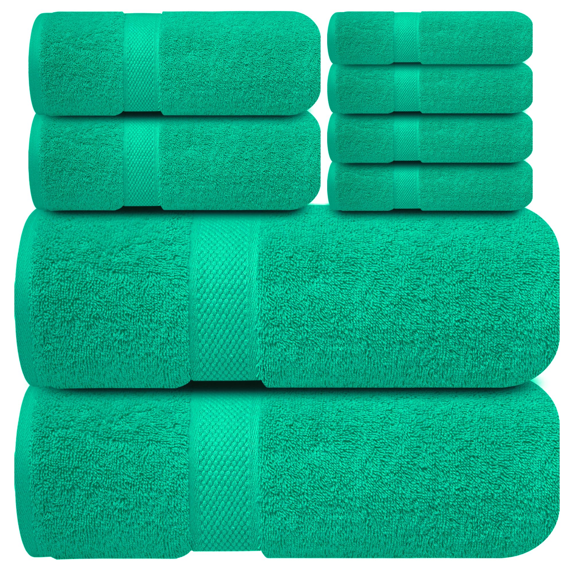 Infinitee Xclusives Premium Bath Towel Set 8-Piece (2 Bath Towels, 2 Hand Towels, 4 Washcloths), Super Absorbent Soft 100% Ring-Spun Cotton for Spa, Gym, Hotel & Bathroom |Vivid Green| — image 1