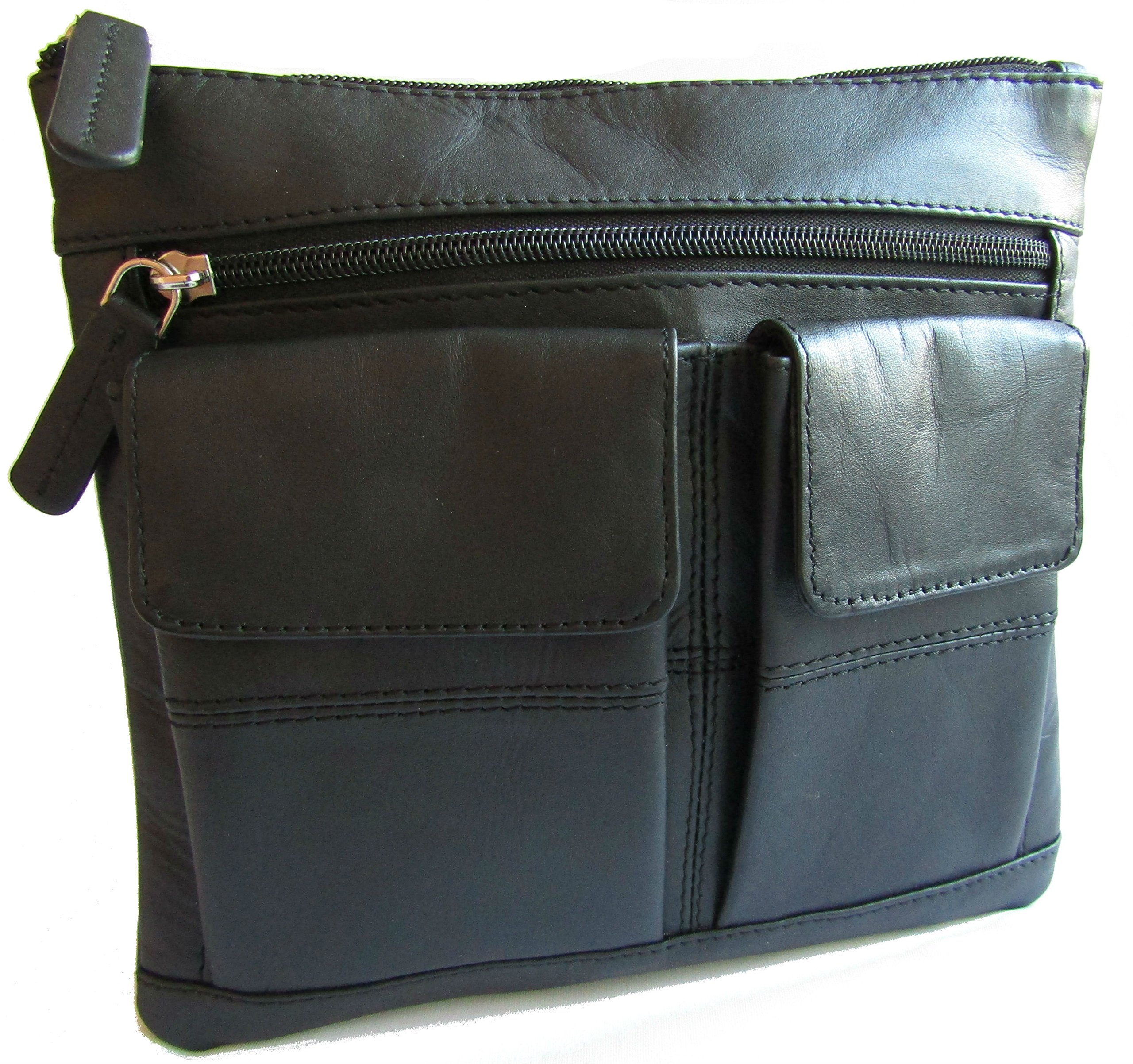 New ladies small black leather Visconti across body messenger bag satchel 18608/A