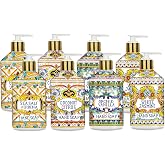 Villa Flora Hand Soap Set, 8 x 21.5oz bottles - Sea Salt Verbena, Coconut Citrus, Orchid Vanilla, and White Jasmine. Home and Body Company