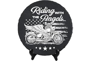 DIGIKAZZ Motorcycle Memorial Stone, Riding with Angels, Sympathy Gift Motorcycle Wings Stone for Loss of Biker, Grandpa, Father, Uncle on Christmas