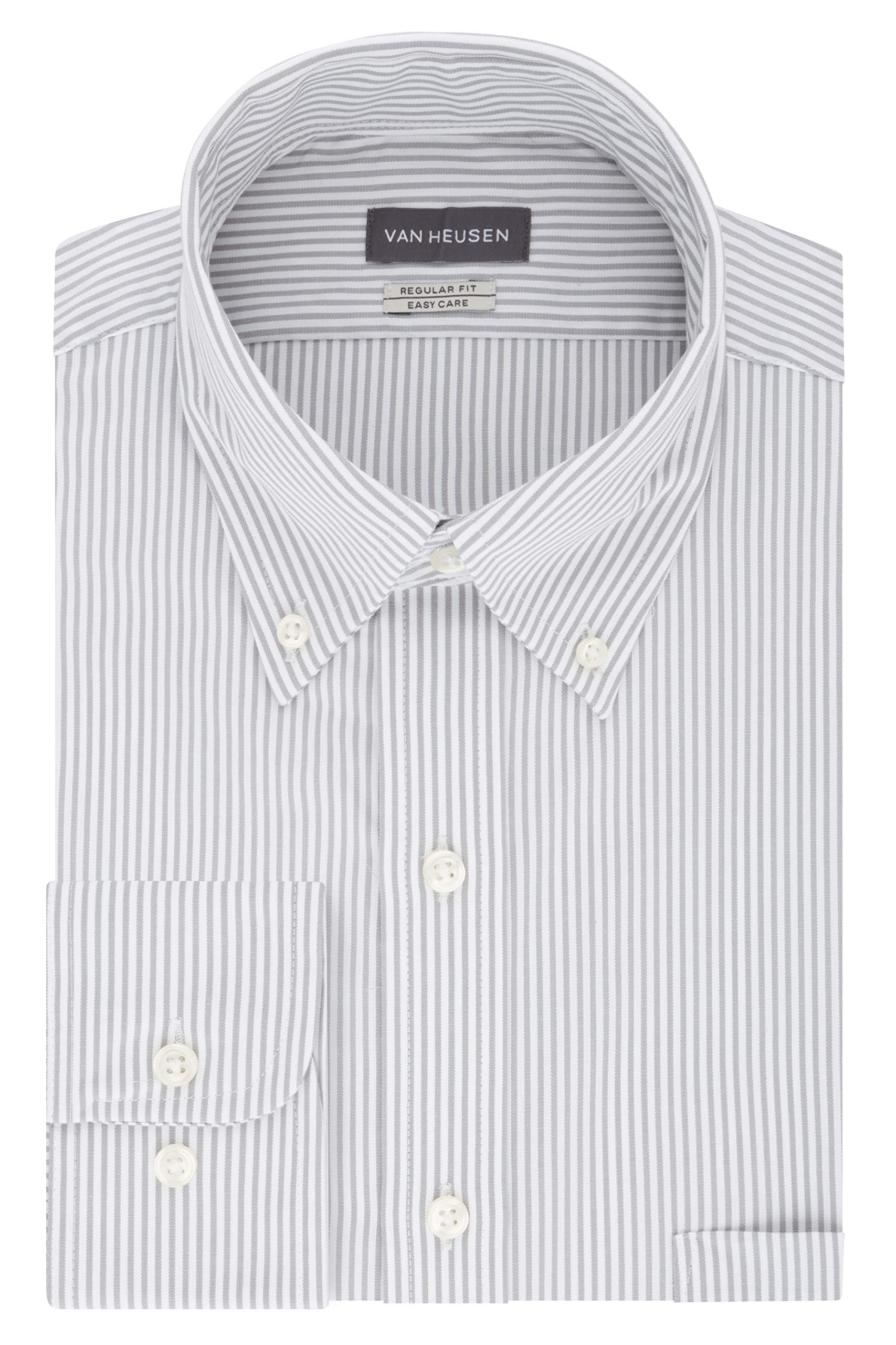 Van Heusen Men's Pinpoint Regular Fit Stripe Button Down Collar Dress Shirt