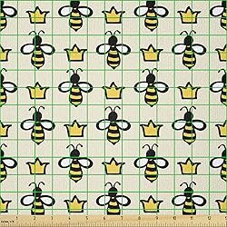 Ambesonne Queen Bee Fabric by The Yard, Repetitive