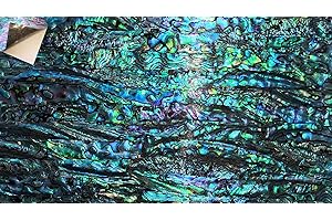 GOMMO Blue Paua Abalone Shell Stickers Sheet Enhanced for Inlay and Overlay Flexible (240mm×140mm) (New Zealand Blue Abalone)