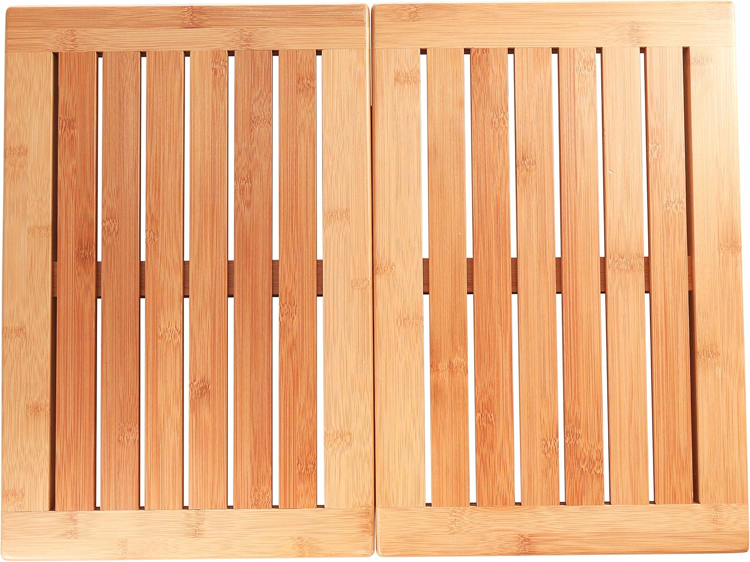 Bambusi Luxury Bamboo Bath Mat - Non-Slip Shower Floor Mat for Bathroom and Spa Folds for Easy Storage - Indoor and Outdoor Use - 18 x 24 Inches: Home & Kitchen