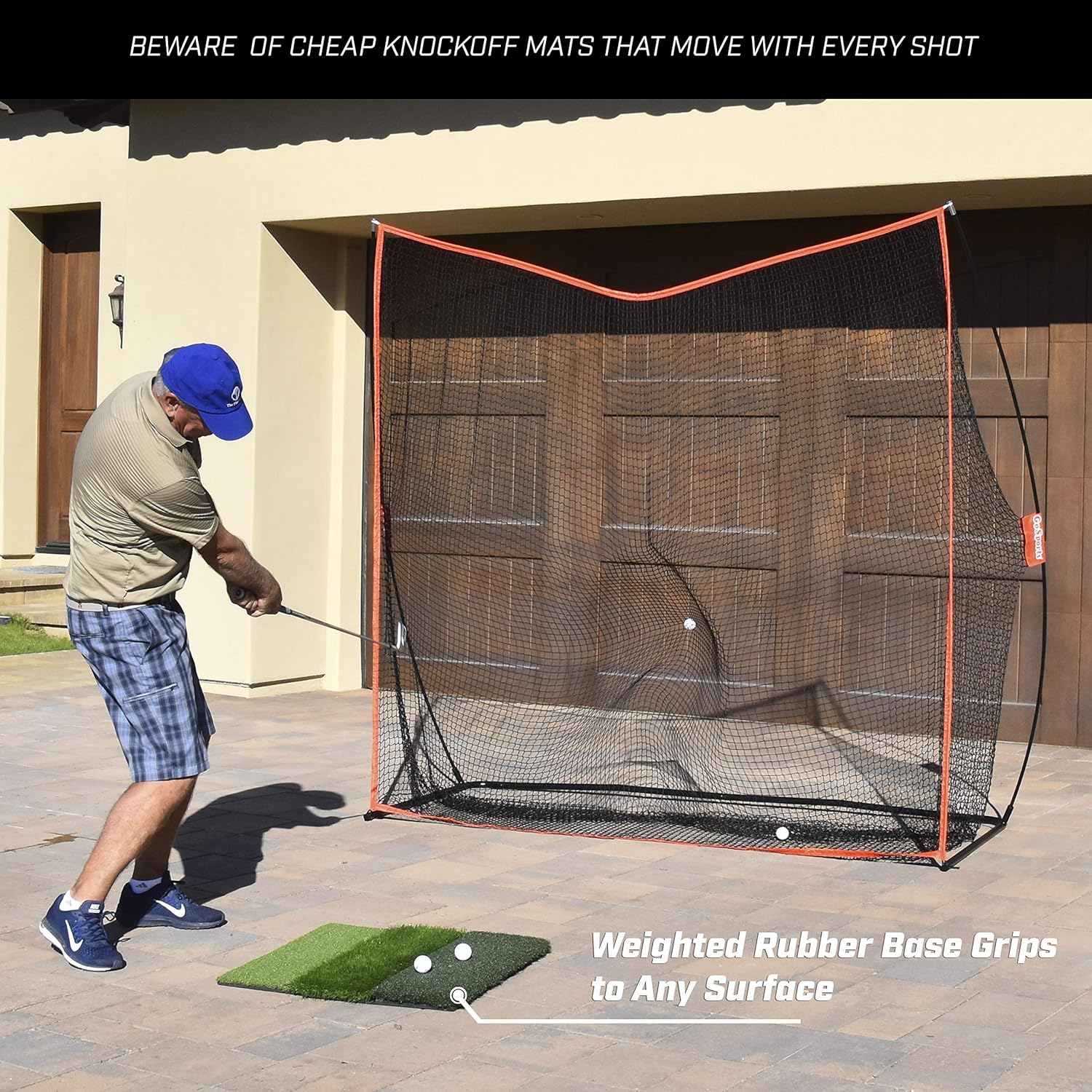 GoSports Tri-Turf XL Golf Practice Hitting Mat - Huge 24" x 24" Turf Mat for Indoor Outdoor Training, Green : Sports & Outdoors
