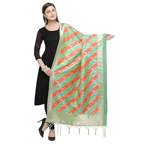 Womens Banarasi Silk Dupatta (Multi-Coloured)