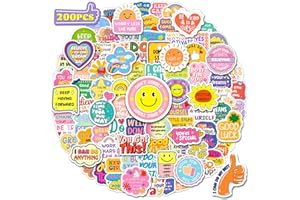 HomSeon 200 Pcs Motivational Stickers, Inspirational Quotes Stickers for Kids Teens Students Adult, Positive Affirmation Stickers for Water Bottle Laptop Journaling Scrapbook Supplies