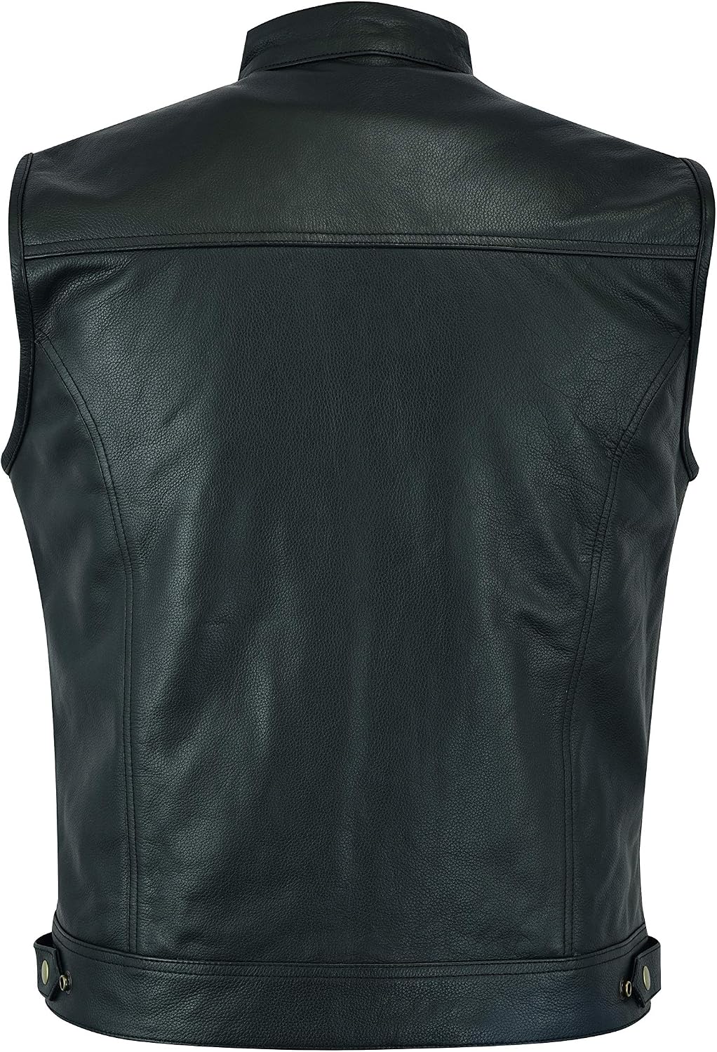 Leatherick Motorcycle Mens SOA Genuine Leather Biker Vest with Open Buttons for Riding and Fashion Cut of style Black Waistcoat with Deep Pockets (XL - Image 3